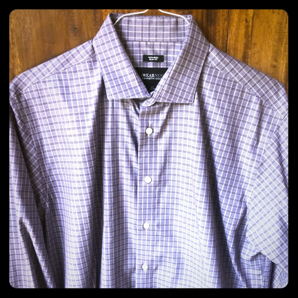 Men’s dress up shirt, grayish purplish plaid